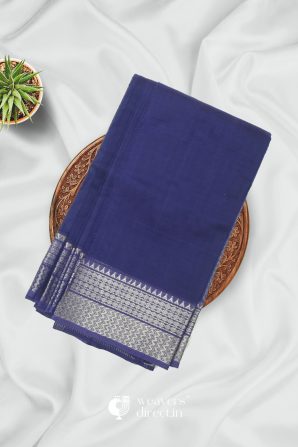 Mangalagiri Violet Silk Silver Zari Saree