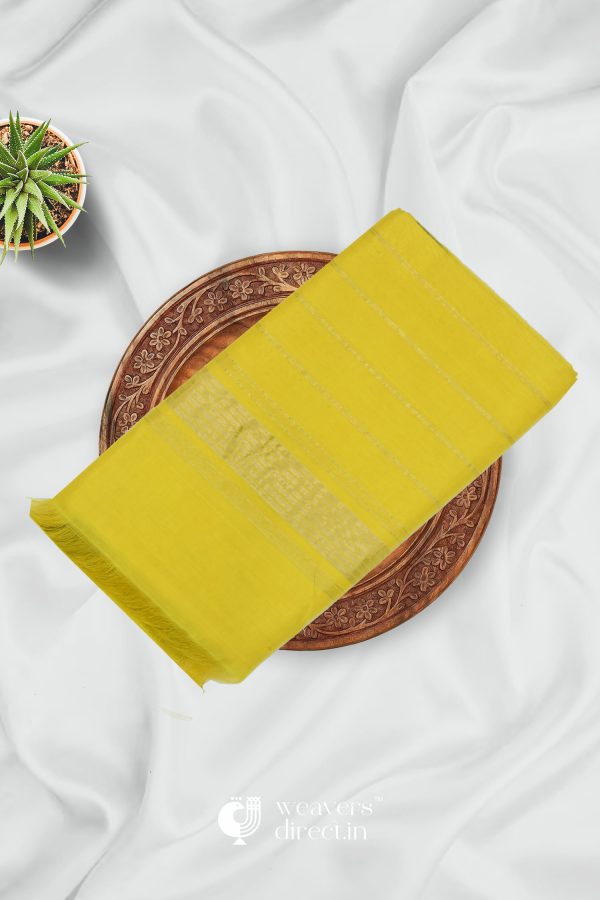 Mangalagiri Yellow Cotton Silk saree