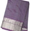 Purple Saree with Silver Border saree