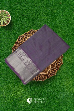 Purple Saree with Silver Border saree